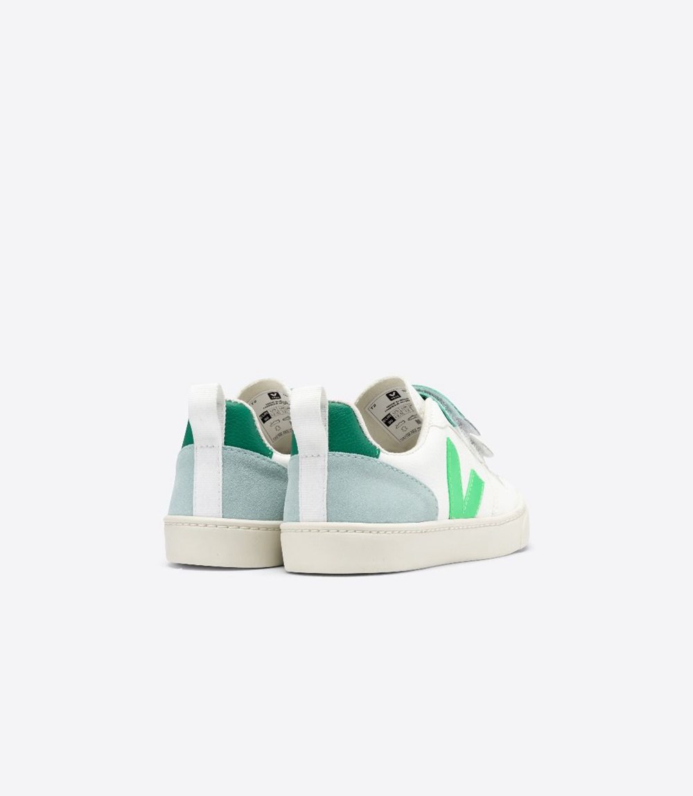 Veja Sneakers Copii - V-10 Velcro Chromefree - Albi/Verzi - 5064982-BP